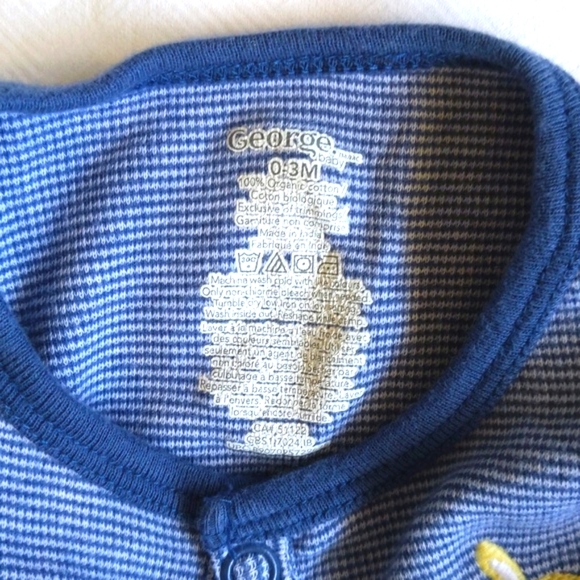 george organic cotton bunny pocket snap footie sleeper pajamas 0-3 months - Picture 4 of 5